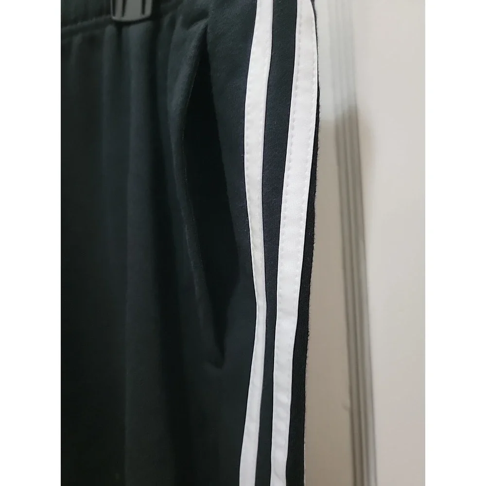 Adidas Sweatpants Mens Sz 2XL Black Fleece Lined Three Stripes Elastic Waist
